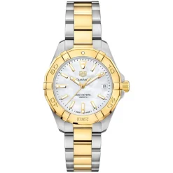 TAG Heuer Aquaracer Date 32mm MOP Dial 18k Gold Plated & Stainless Steel Bracelet Watch