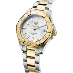 TAG Heuer Aquaracer Date 32mm MOP Dial 18k Gold Plated & Stainless Steel Bracelet Watch