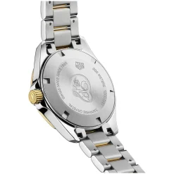 TAG Heuer Aquaracer Date 32mm MOP Dial Diamond Dots 18k Gold Plated & Steel Bracelet Watch