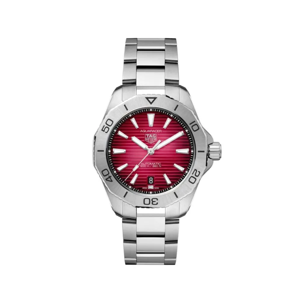TAG Heuer Aquaracer Professional 200 Date 40mm Red Dial Stainless Steel Bracelet Watch