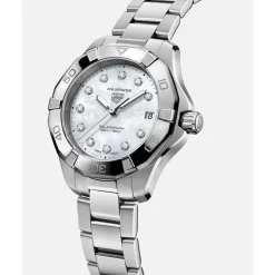 TAG Heuer Aquaracer Professional 200 Solargraph 34mm MOP Dial Diamond Dots Steel Bracelet Watch
