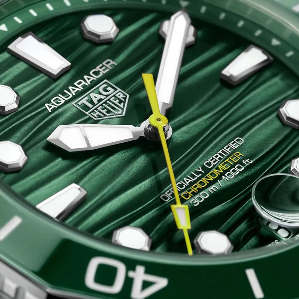 TAG Heuer Aquaracer Professional 300 Date 42mm Green Dial & Ceramic Bezel Steel Bracelet Watch