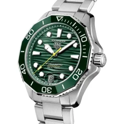 TAG Heuer Aquaracer Professional 300 Date 42mm Green Dial & Ceramic Bezel Steel Bracelet Watch