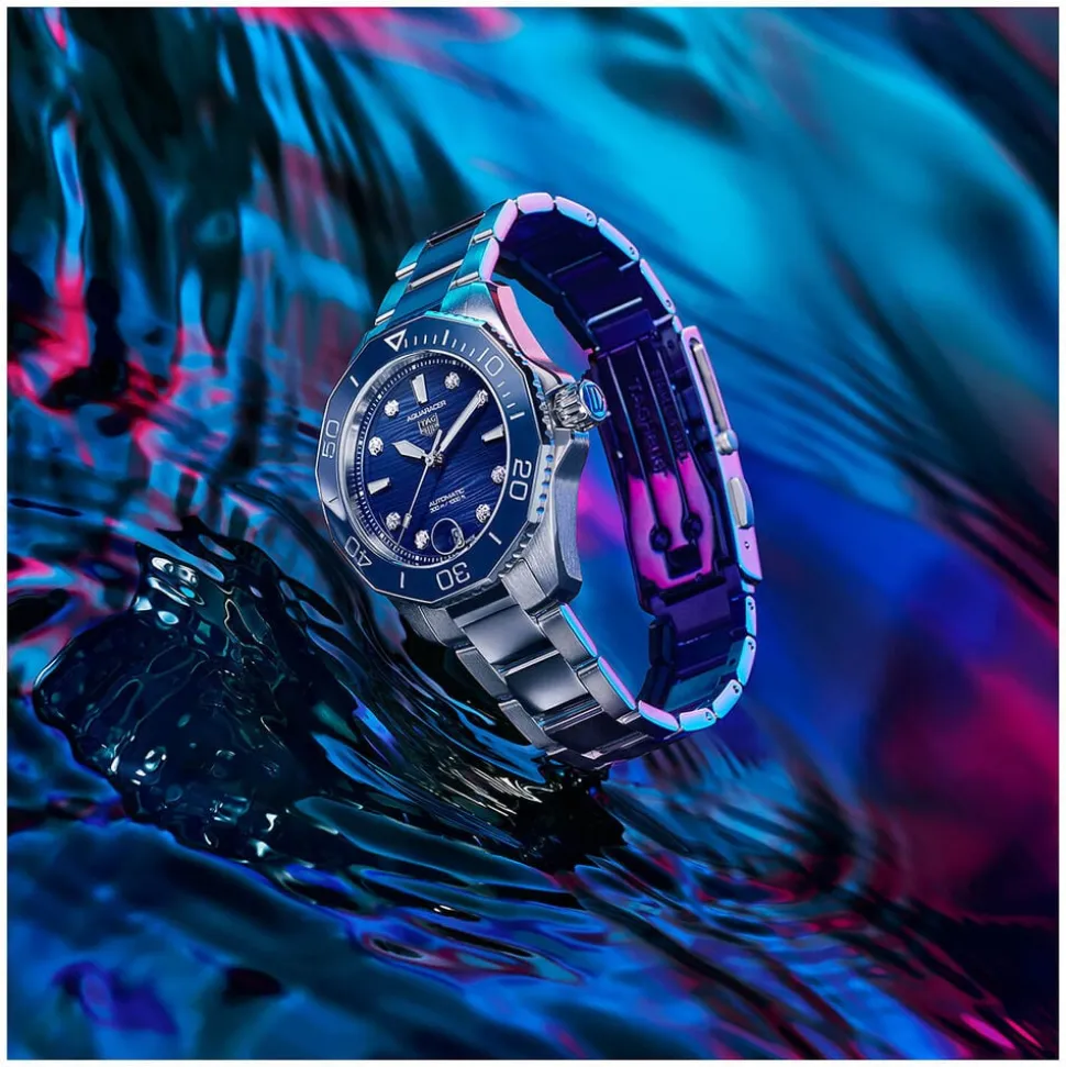 TAG Heuer Aquaracer Professional 300 36mm Blue Dial & Bezel Stainless Steel Bracelet Watch