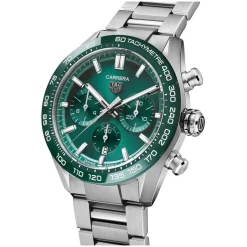 TAG Heuer Carrera Chronograph 44mm Green Dial & Bezel Stainless Steel Bracelet Watch