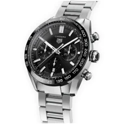TAG Heuer Carrera Chronograph 44mm Black Dial & Bezel Stainless Steel Bracelet Watch