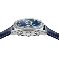TAG Heuer Carrera Chronograph 39mm Blue Dial Diamond Dots Leather Strap Watch