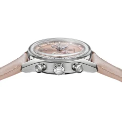 TAG Heuer Carrera Chronograph 39mm Pink Dial Diamond Dots Leather Strap Watch