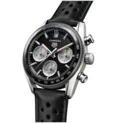 TAG Heuer Carrera Chronograph 39mm Black Dial Leather Strap Watch
