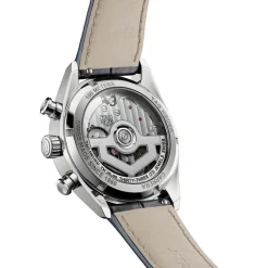 TAG Heuer Carrera Chronograph 39mm Blue Dial Diamond Dots Leather Strap Watch