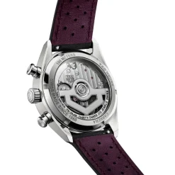 TAG Heuer Carrera Chronograph 39mm Purple Dial Black Leather Strap Watch