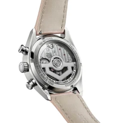 TAG Heuer Carrera Chronograph 39mm Pink Dial Diamond Dots Leather Strap Watch