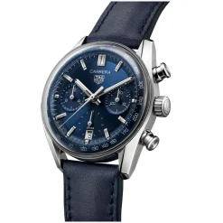 TAG Heuer Carrera Chronograph 39mm Blue Dial Leather Strap Watch