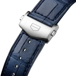 TAG Heuer Carrera Chronograph 39mm Blue Dial Diamond Dots Leather Strap Watch