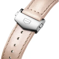 TAG Heuer Carrera Chronograph 39mm Pink Dial Diamond Dots Leather Strap Watch