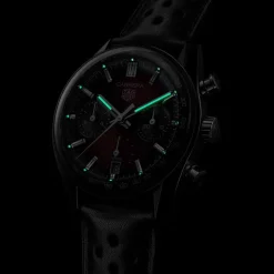 TAG Heuer Carrera Chronograph 39mm Purple Dial Black Leather Strap Watch