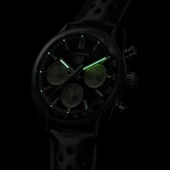 TAG Heuer Carrera Chronograph 39mm Black Dial Leather Strap Watch