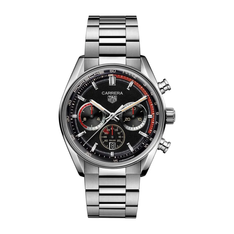 TAG Heuer Carrera Chronosprint X Porsche Rallye 42mm Black Dial Steel Bracelet Watch