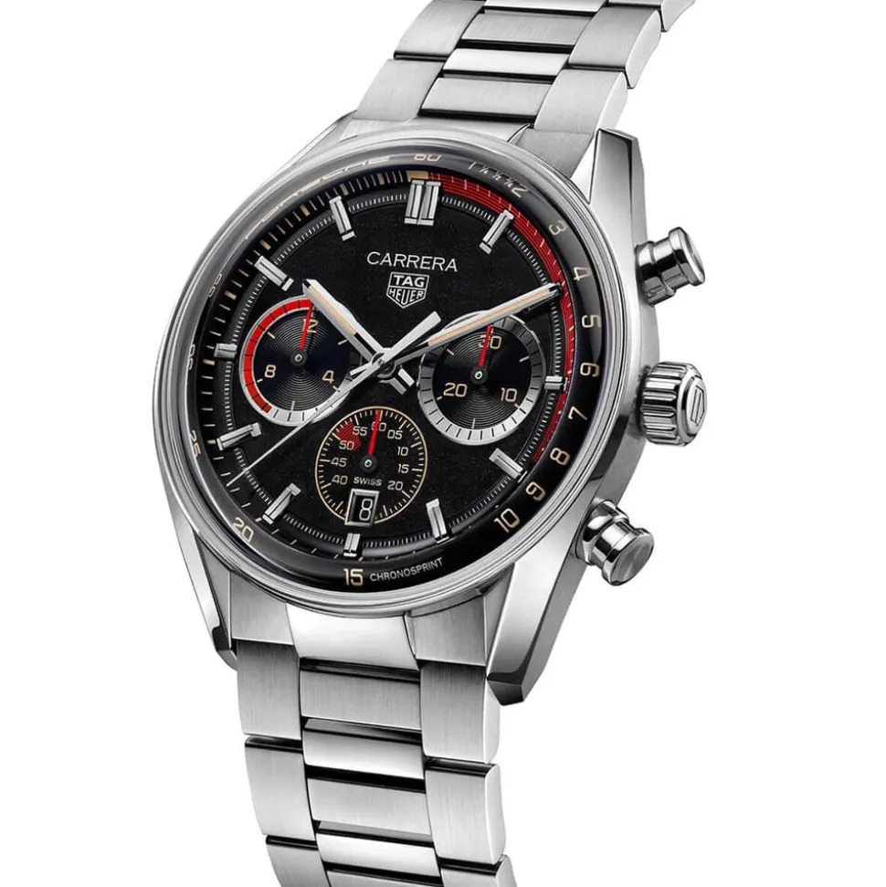 TAG Heuer Carrera Chronosprint X Porsche Rallye 42mm Black Dial Steel Bracelet Watch