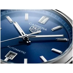 TAG Heuer Carrera Date Automatic 39mm Blue Dial Steel Case Blue Alligator Strap Watch