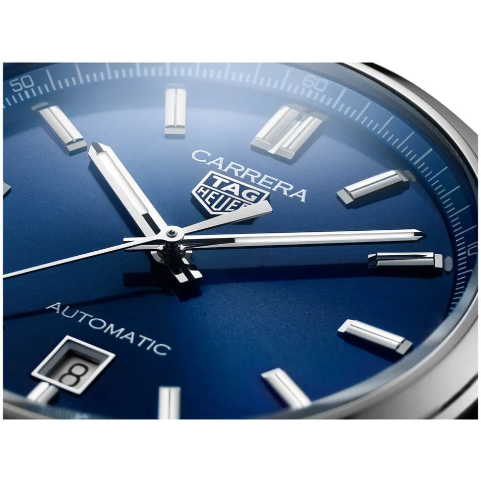 TAG Heuer Carrera Date Automatic 39mm Blue Dial Steel Case Blue Alligator Strap Watch