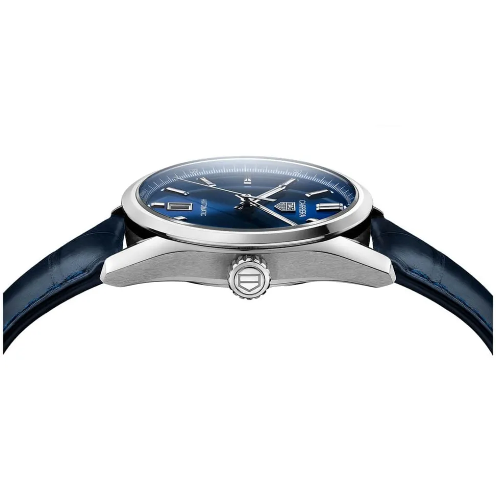 TAG Heuer Carrera Date Automatic 39mm Blue Dial Steel Case Blue Alligator Strap Watch