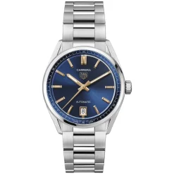 TAG Heuer Carrera Date 36mm Blue Dial Rose Gold Index Stainless Steel Bracelet Watch