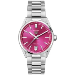 TAG Heuer Carrera Date 36mm Pink Dial Stainless Steel Bracelet Watch