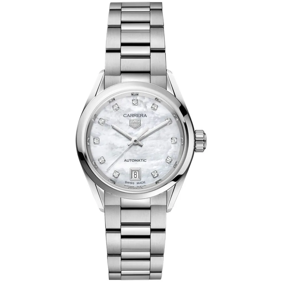 TAG Heuer Carrera Date 29mm Mother of Pearl Dial Stainless Steel Bracelet Watch