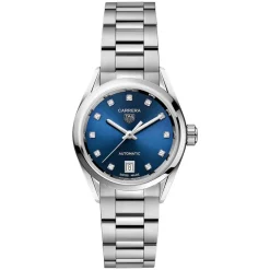 TAG Heuer Carrera Date 29mm Blue Dial Diamond Dots Stainless Steel Bracelet Watch