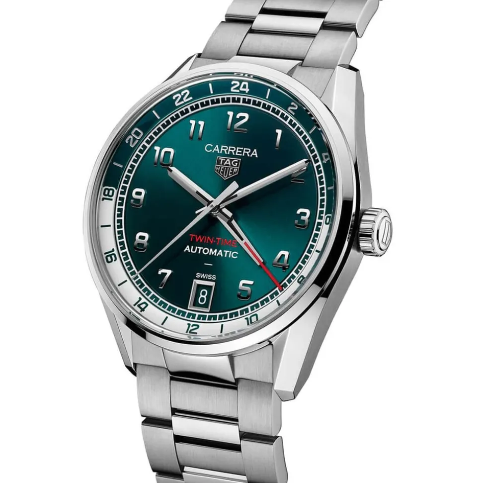 TAG Heuer Carrera Date 41mm Green Teal Dial Stainless Steel Bracelet Watch