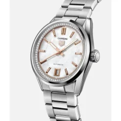 TAG Heuer Carrera Date 36mm MOP Dial Diamonds Stainless Steel Bracelet Watch