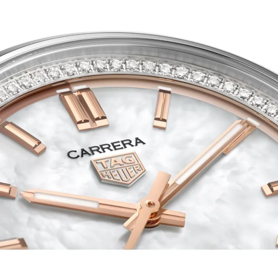 TAG Heuer Carrera Date 36mm MOP Dial Diamonds Stainless Steel Bracelet Watch