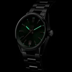 TAG Heuer Carrera Date 36mm Green Dial Rose Gold Index Stainless Steel Bracelet Watch