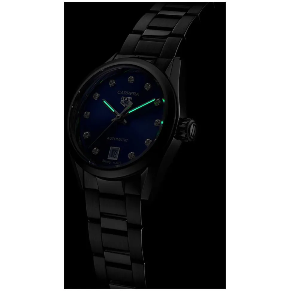 TAG Heuer Carrera Date 29mm Blue Dial Diamond Dots Stainless Steel Bracelet Watch