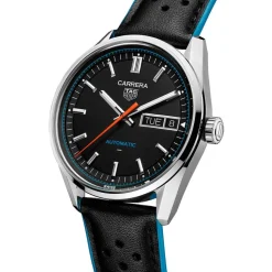 TAG Heuer Carrera Day-Date 41mm Black Dial Leather Strap Watch