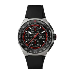 TAG Heuer Formula 1 Chronograph 44mm Black & Red Dial Black Rubber Strap Watch