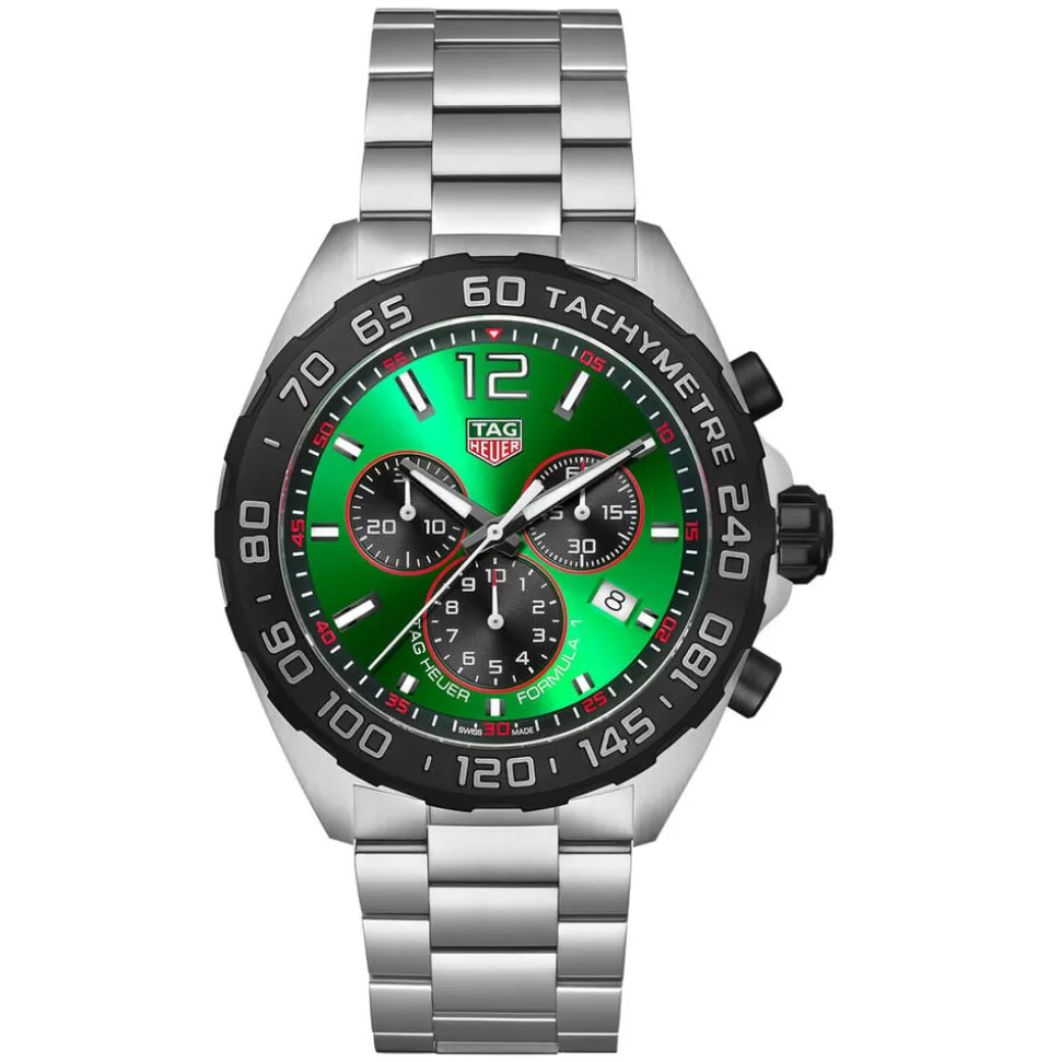TAG Heuer Formula 1 Chronograph 43mm Green Dial Stainless Steel Bracelet Watch