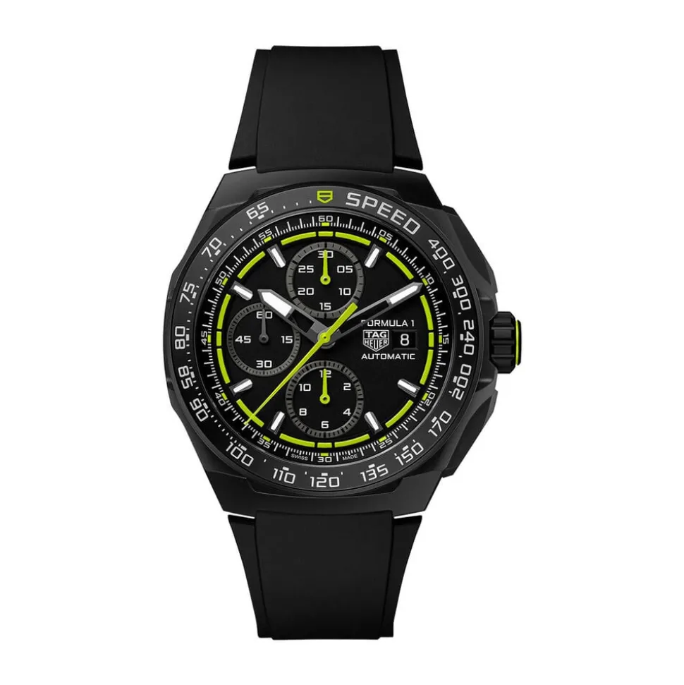 TAG Heuer Formula 1 Chronograph 44mm Black & Yellow Dial Black Rubber Strap Watch
