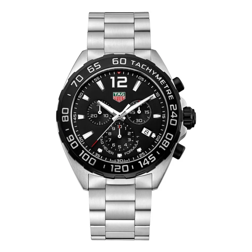 TAG Heuer Formula 1 Chronograph 43mm Black Dial Steel Bracelet Watch