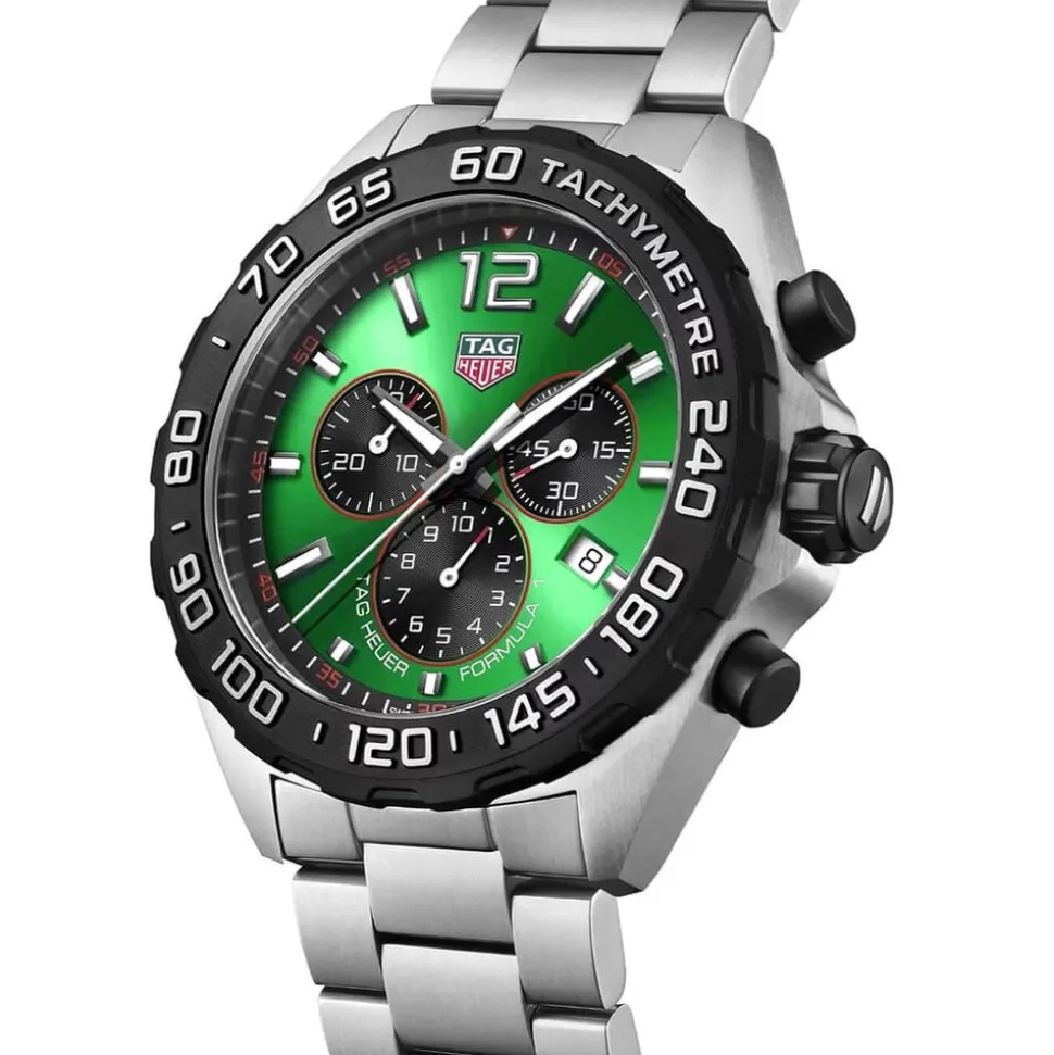 TAG Heuer Formula 1 Chronograph 43mm Green Dial Stainless Steel Bracelet Watch