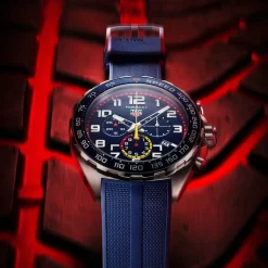 TAG Heuer Formula 1 Chronograph x Red Bull Racing 43mm Blue Dial Rubber Strap Watch