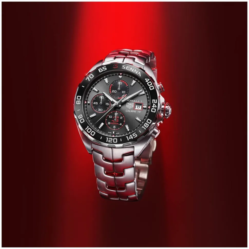 TAG Heuer Formula 1 Chronograph x Senna 44mm Black Dial Stainless Steel Bracelet Watch