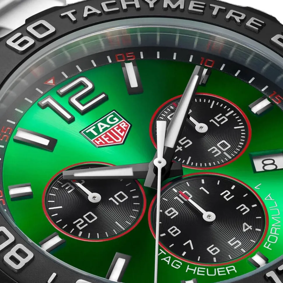 TAG Heuer Formula 1 Chronograph 43mm Green Dial Stainless Steel Bracelet Watch