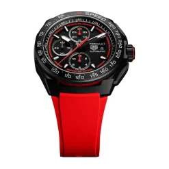 TAG Heuer Formula 1 Chronograph 44mm Black & Red Dial Red Rubber Strap Watch