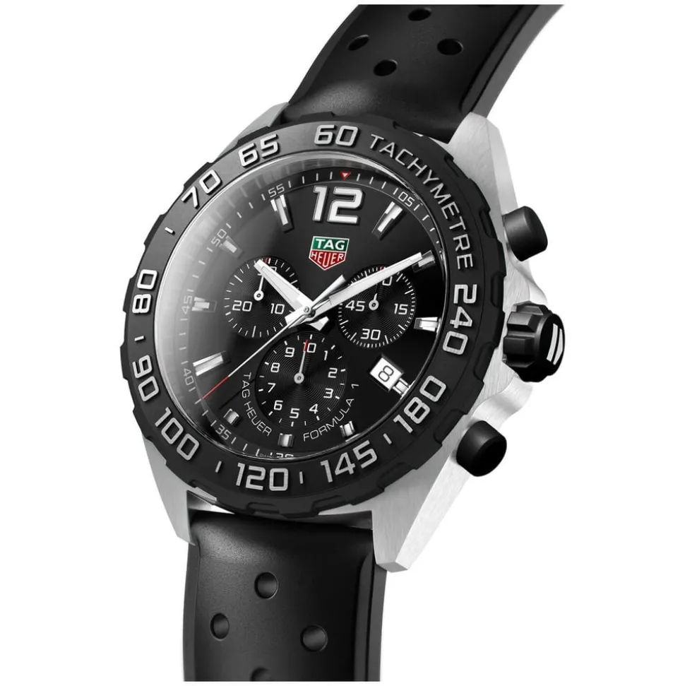 TAG Heuer Formula 1 Chronograph 43mm Black Dial Rubber Strap Watch