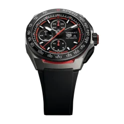 TAG Heuer Formula 1 Chronograph 44mm Black & Red Dial Black Rubber Strap Watch