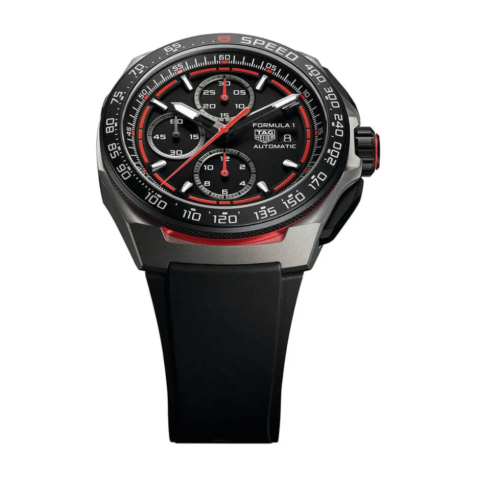 TAG Heuer Formula 1 Chronograph 44mm Black & Red Dial Black Rubber Strap Watch