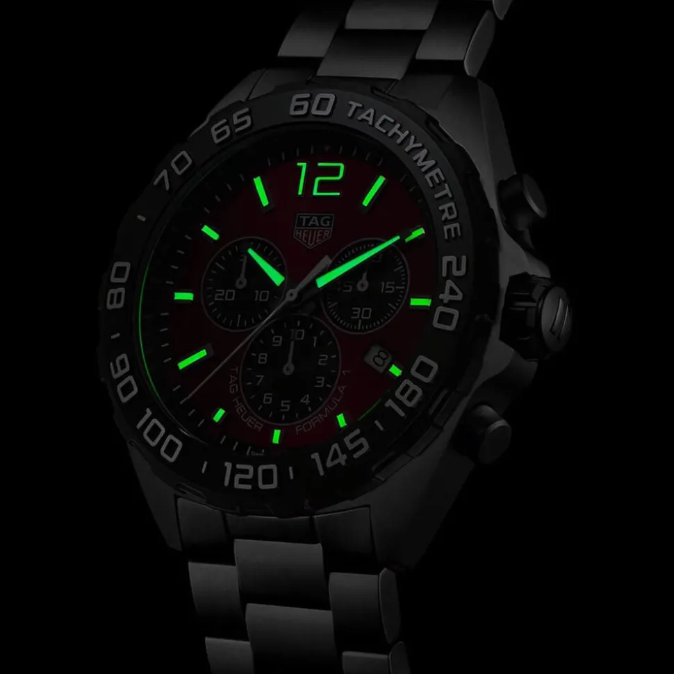 TAG Heuer Formula 1 Chronograph 43mm Red Dial Stainless Steel Bracelet Watch