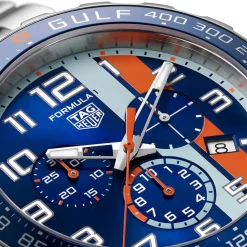 TAG Heuer Formula 1 Chronograph x Gulf 43mm Blue & Orange Dial Stainless Steel Bracelet Watch